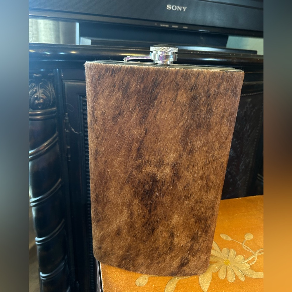 Beautiful large hair on hide covered flask